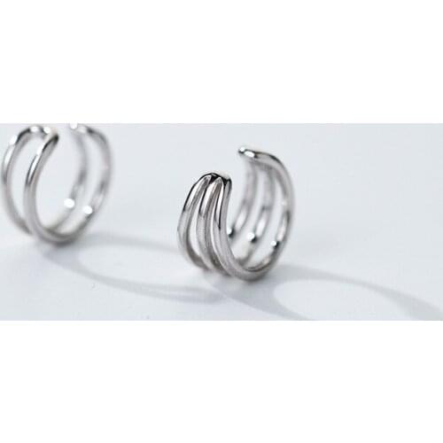 MloveAcc 100% 925 Sterling Silver Asymmetric Ear Cuff Clip on Earrings for Women Girl without Piercing Earings Jewelry