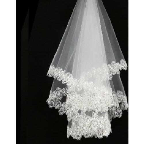 Women Wedding Dress Veil Two Layersf Tulle Robbin Edge Bridal Veils Accessories 2022