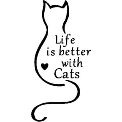 Life IS Better With Cats Quote Car Sticker Animal theme Decor Black/silver Waterproof AL540