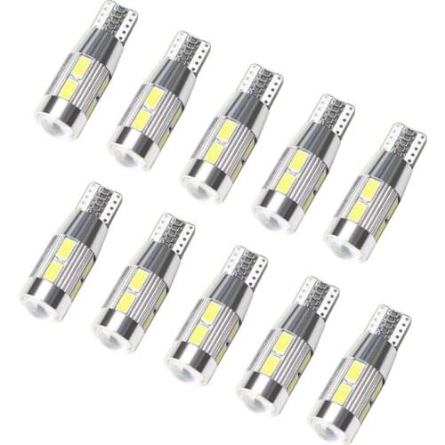 10PCS T10 LED Light Bulbs White Red Green Blue W5W 194 Interior Lights Error Free