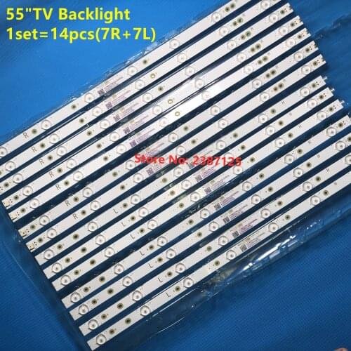 14PCS (7R+7L) For 55" TV LED Backlight Strip 55PFF5701/T3 LB55072 55PUS6501/12 TPT550U2 EQLSHA.G GJ-2K16-550-D714-V4-L TPT550J1
