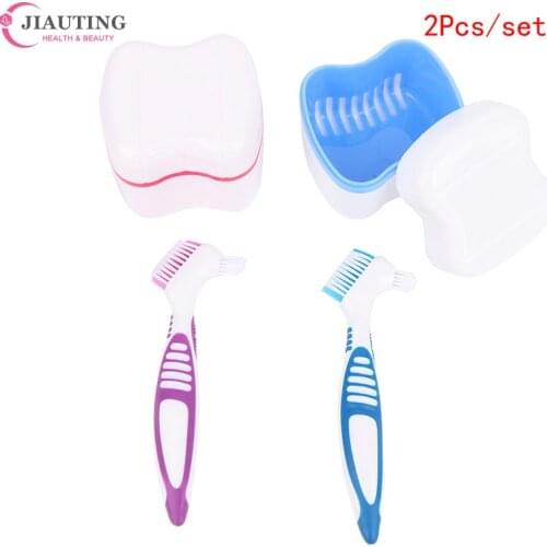 2PCS/Set Dental Retainer Orthodontic Mouth Guard Denture Storage Case Box Teeth Brush Oral Hygiene Supplies Organizer Accessorie