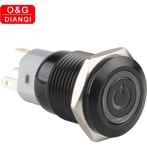 2pcs/lot 16mm Black Metal Push Button Swich Waterproof Push Button Self locking Momentary Push Button Switch with Free Plug