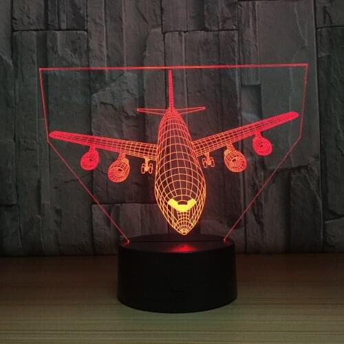 3D Light Air Plane Model Creative Night Light Touch Plane Desk Lamp LED Illusion Lamp Hologram 7 Colors Cool Toy New Year Gift