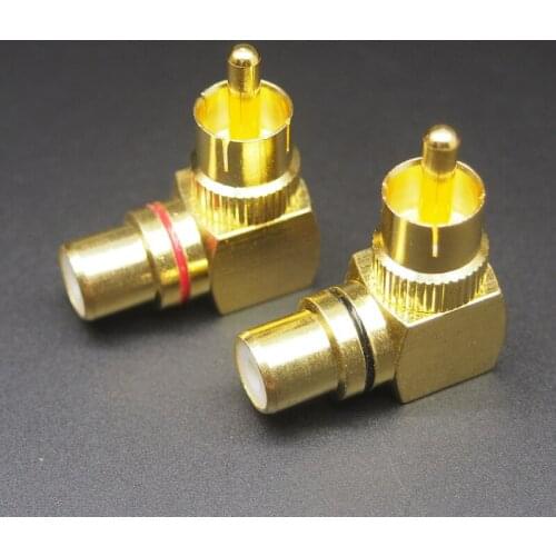 5pcs Pure Copper 90 Degree RCA Male to Female Connector Gold Plated L Shape RCA Plug Jack Audio Connector Speaker Adapter