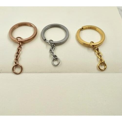 5pcs/Lot Stainless Steel Key Chain Hanging Keyring With Extender Chain For DIY Jewelry Findings Keychains
