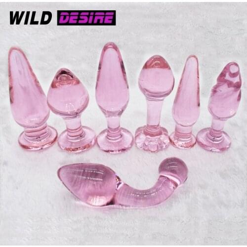 7pcs Cute Pink Glass Anal Plug Set For Women Lesbian Girls Gift Bullet Buttplugs Crystal Glass Dildo Phalos 18 Toys Sex Products