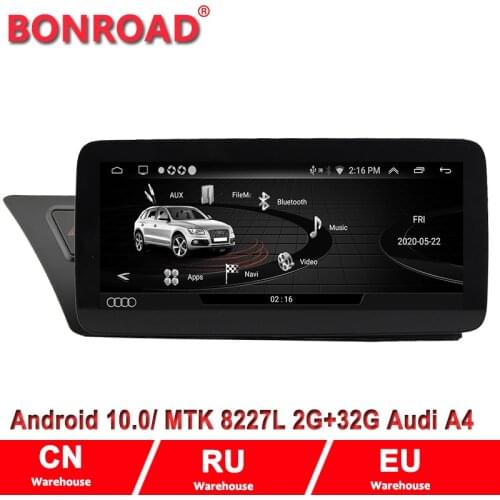 Bonroad Car Radio With Bluetooth 2din Android10 for A4 A5 S4 S5 2009-2016 Stereo Multimedia Player Navigation GPS 2G RAM 32G ROM