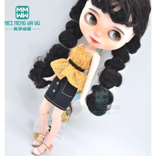 Blyth clothes fashion Polka dot shirt, high heels, mini skirt for 28-30cm Azone OB23 OB24 doll accessories