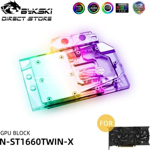 Bykski ARGB GPU Water Block ZOTAC GTX1660 twin FAN Video Cards Block Cooler PC Watercooling VGA block N-ST1660TWIN-X