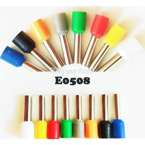 E0508 500PCS/Bag Tube Insulated cord end terminals 0.5mm Cable Connector wire terminals Insulating Crimp Terminal Connector