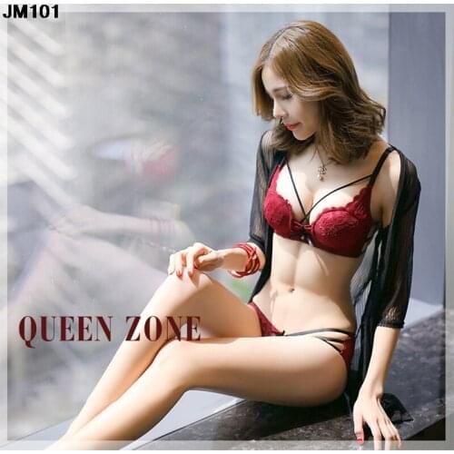 European And American Lace Sexy Beautiful Back Bra Set Summer Thin Cup Soft And Comfortable Underwear Women Wine Red Gather Bras