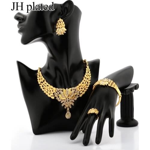 JHplated Exquisite Luxury Dubai Jewelry sets of gold color India Nigeria African Big Jewelry Accessories Jewelry Wholesale