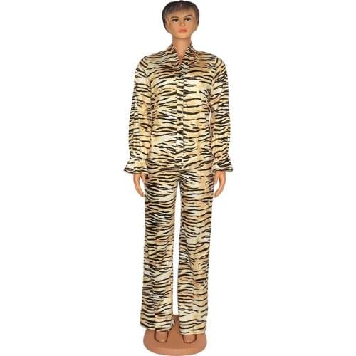 Spring and Summer African Women Long Sleeve Printing Two Pieces Sets Top and Long Pant African Clothes for Women