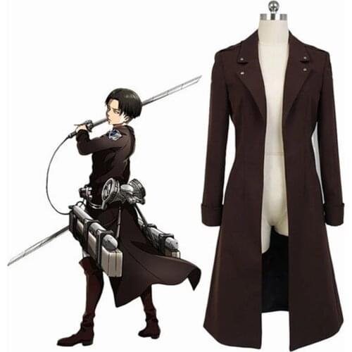 Anime Attack on Titan Levi Ackerman Cosplay Costume Short Wig Long Trench Eren Jaeger Shingeki No Kyojin Halloween Party Suit