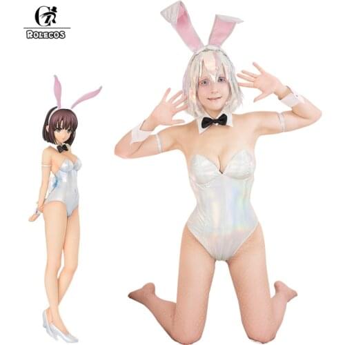ROLECOS Megumi Kato Cosplay Costume Sexy Bunny Cosplay Anime Land of the Lustrous Megumi Kato Costume Diamond Women Jumpsuit