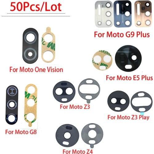 50pcs/lots Camera Glass Lens with Glue For Motorola Moto One Vision Fusion Hyper E7 G8 G9 Plus Z4 Z3 Play E 2020 Replacement