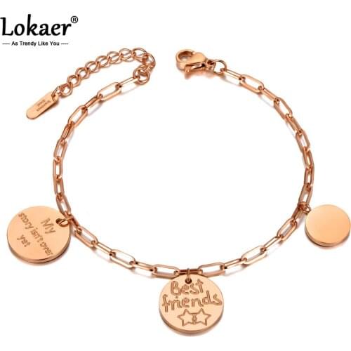 Lokaer Trendy Best Friends Charm Party Bracelet Bangle Titanium Stainless Steel Bohemia Chain & Link Bracelets For Women B20176