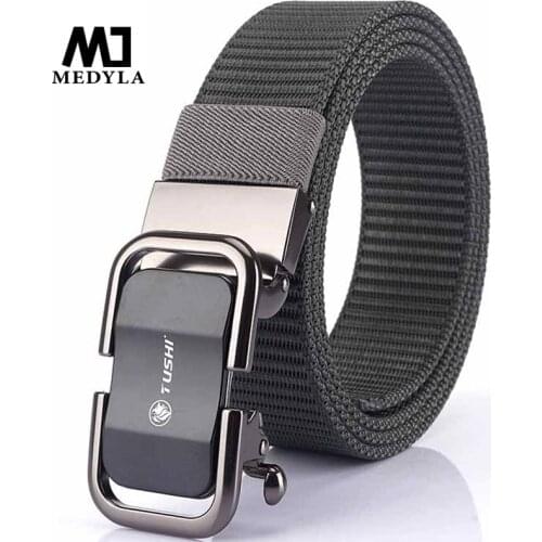 MEDYLA 2020 New Mens Tactical Belt Advanced Black Automatic Buckle Military Nylon Belt Soft Nylon Outdoor Sports Army Belt