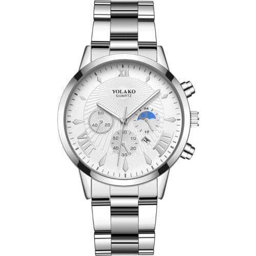 2021 New Watches Men Sport Stainless Steel Band Casual Luxury Quartz Date Male Wristwatch Roman Pattern Dial