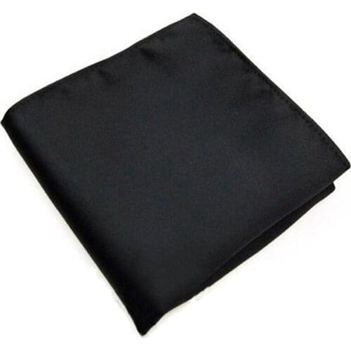 Mens Pocket Hanky Plain Color Wedding Party Square Hankerchief (Black)