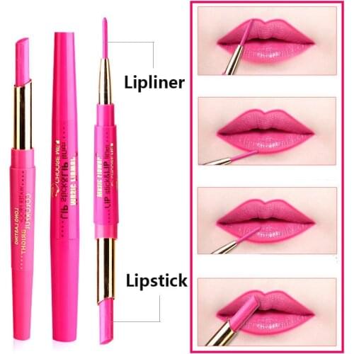 Music Flower lipstick lip liner 2 in 1 lip pencil waterproof rose red 12 colors lipliner batom nude matte lipstick MU001