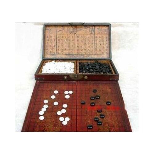 YM Wholesale cheap Chinese Go Game Set Leather Box Goban Board and Stones