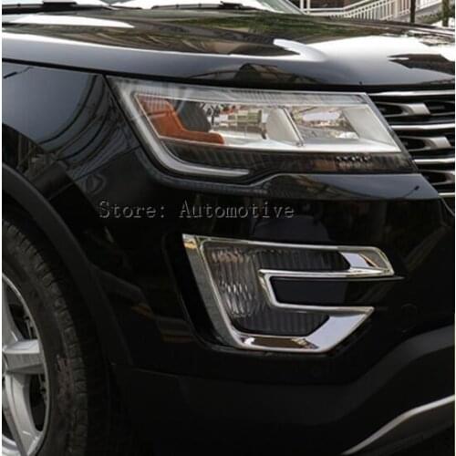 ABS chrome Front Fog Lamp Light Cover Trim Molding Garnish Exterior For Ford Explorer 2016 2017
