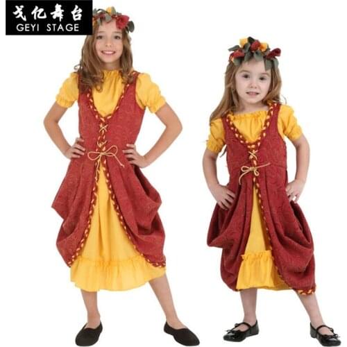 New Women 2019 Fashion short Sleeve Dress Medieval Renaissance Vintage Bandage Lady Peasant halloween Girl Dress costume cosplay