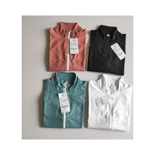 New Yoga Shirts Women Sports Running Long-sleeved Standing-collar Zipper Gym Fitness Fast-drying Blouse Breathing Yoga Coat