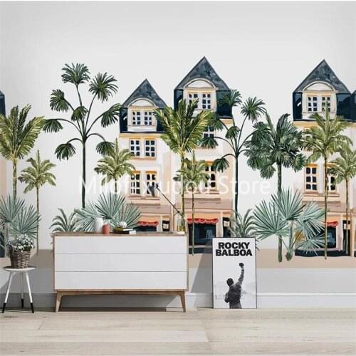 Custom 3D Mural Wallpaper Nordic Simple Hand-painted Tropical Leaves Small Fresh Living Room Bedroom Decoration Luxury Wallpaper