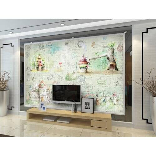 Custom Watercolor fairy tale castle vintage wallpaper,restaurant living room tv sofa wall bedroom 3d wall murals wallpaper