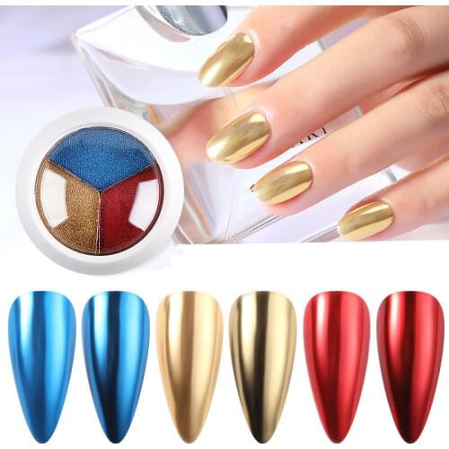 Nail Powder Three Colour Gold Mixing Mirror Glitter Polishing Solid Dust Decor Holographics Manicur Pigment Nail Art Gel Powder