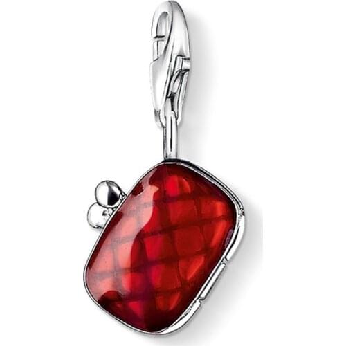 Silver Red Clutch Bag Charms Pendants Fit Bracelet Necklace Bag, Trendy Cute Lucky Wallet Purse Charm Jewelry Gift For Women Men