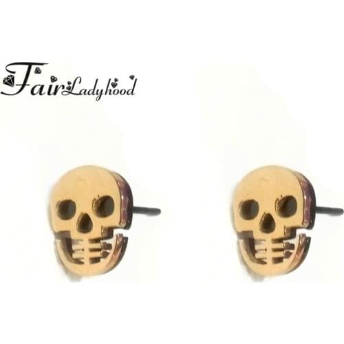 FairLadyHood Skull Earrings for Girl and man Jewelry Hip-hop Stud Earrings Vintage Rock Skeleton Earrings