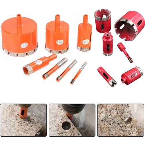6-100mm metal Diamond Core Bit Hole Saw Hollow Core Drill Bit for Glass Ceramic Porcelain Tile Marble Granite Drill orange/red