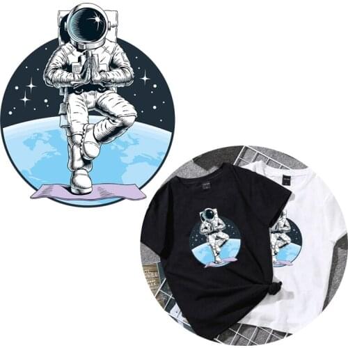 Thermal stickers iron on transfers for clothing heat vinyl transfer planet astronaut space patches stripe parches termoadhesivos