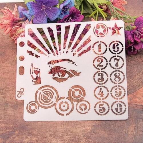 14.1*13 Eyes digital scrapbook stencils spray plastic mold shield DIY cake hollow Embellishment printing lace ruler Easter
