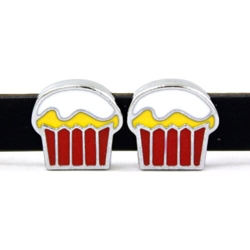 20pcs/lot Internal Dia 8mm Slide Charm Cupcake DIY Accessories fit 8mm wide belt pet collar