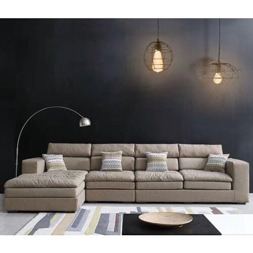 High Quality Living Room Sofa Set Home Furniture Modern Design Cotton Fabric Frame Soft Latex with Sponge L Shape Home Furniture