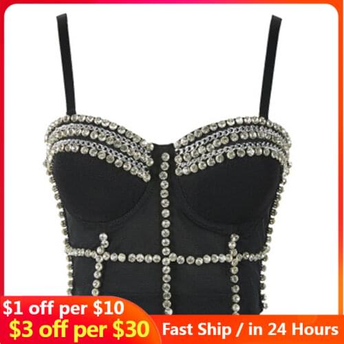 Corset Tops Women 2021Bright Beads Diamond White Sling Crop Top With Straps Sexy Top Women Nightclub Body Shaping Mujer