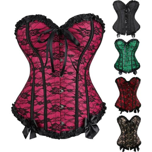 Women fashion corset ruffles burlesque costume corselet lace lingerie belt hot sale size S-2xl