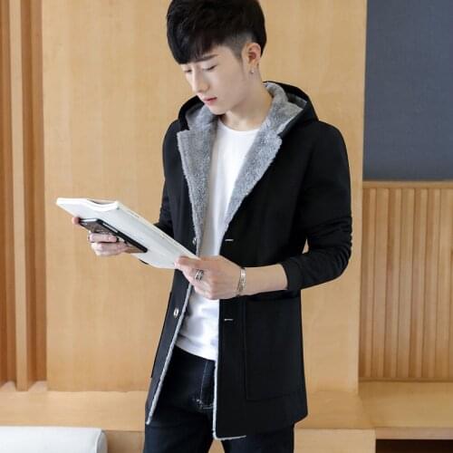 Winter Men with Warm Hood Mens Coats Fashion Winter Men 's Warm Jacket Hoodie Trench Plus Size Man Jackets Black