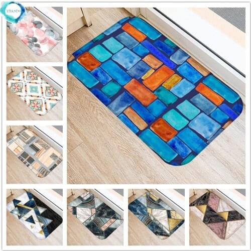 1PC 40x60cm Geometric Print Carpet Anti-slip Marble Floor Mat Bathroom Kitchen Door Mat 40x60cm Area Rugs