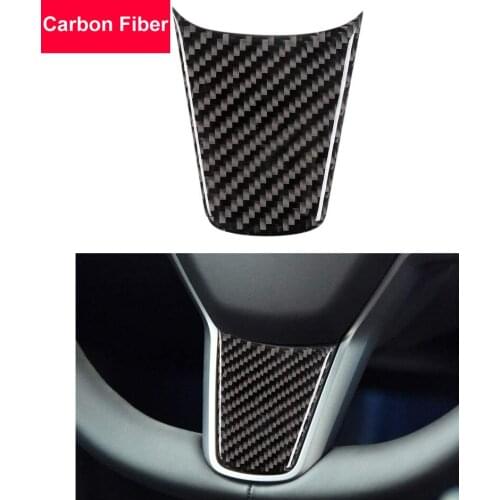 1PCS Car Styling Steering Wheel Decoration Carbon Fiber Cover Sporty Logo Sticker Auto Accessories For TESLA Model S Model X