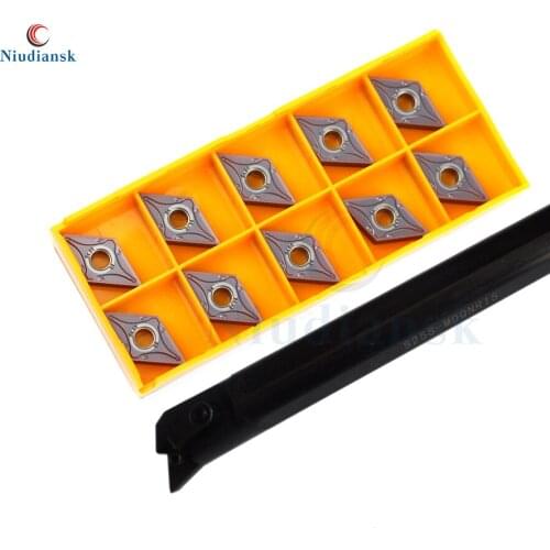 10pcs DNMG1504 Inner Hole Carbide Inserts +1pc S25S-MDQNR15 Internal Turning Tool Holder S25S-MDQNL15 Arbor CNC Lathe Tools Suit