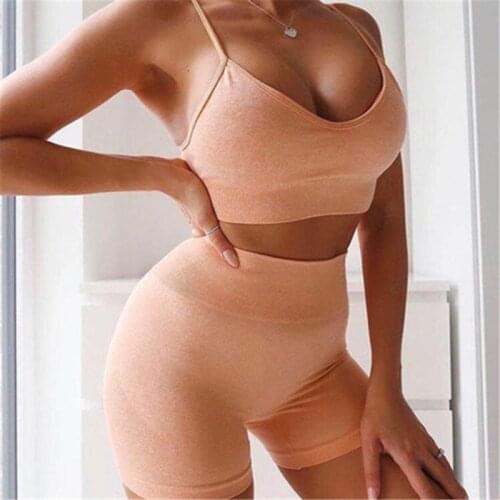 2 pcs/set Women Short Sleeve High Waist Shorts Sportswear Yoga Set Vital Seamless Sport Suit Gym Clothing Fitness Crop Top Shirt