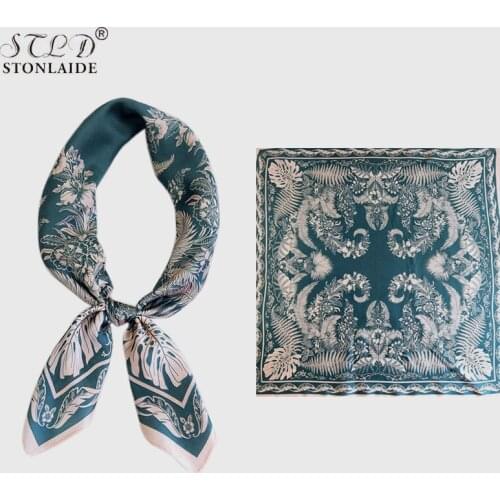 Women Satin Silk Scarf Fashion Retro Printing 70CM Square Scarf For Ladies Euro Neckerchief Travel Ladies Shawl Femme Bandana