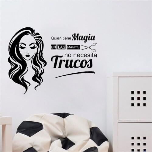 Ail Salon Shop Window With Velcro Wall Stickers Vinyl Wall Decals Hairdresser In Spanish Beauty Salon Wall Stickers
