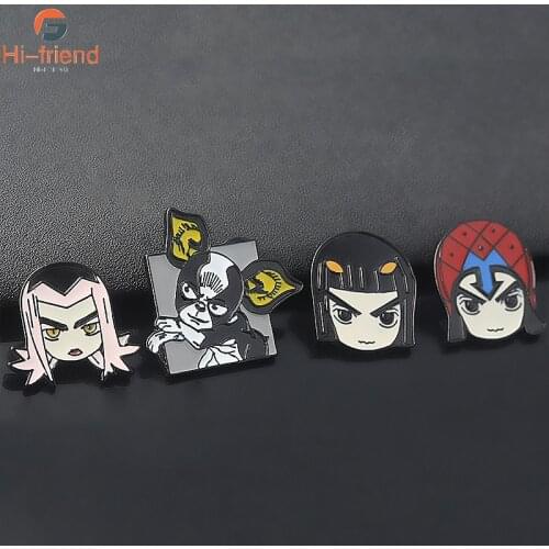 Anime JoJos Bizzare Adventure Pins Brooche Metal Enamel Cartoon Dog IGGY Bruno Bucciarati Brooch For Fans Lapel Backpack Pin